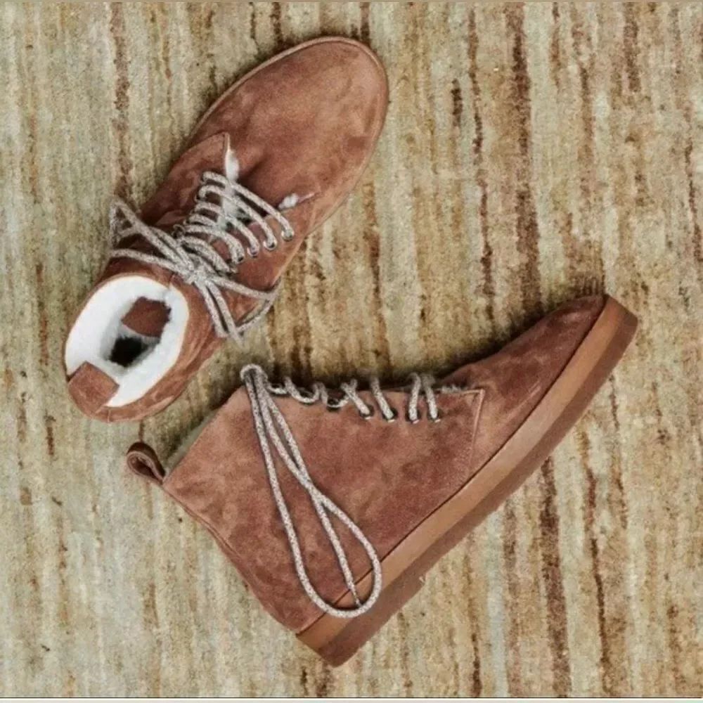 Jenni Kayne Shearling Lined Canyon Boots Suede Brown Size 36 6